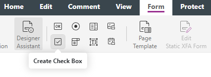 Screenshot showing where to find the box to add checkboxes to a PDF online in the pdf online editing app