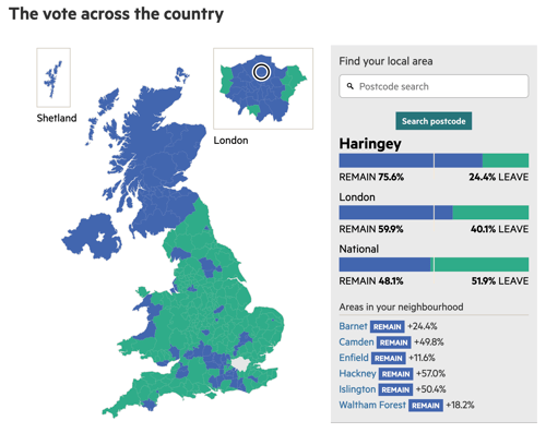 Interactive brexit results map. The Financial Times, 2016