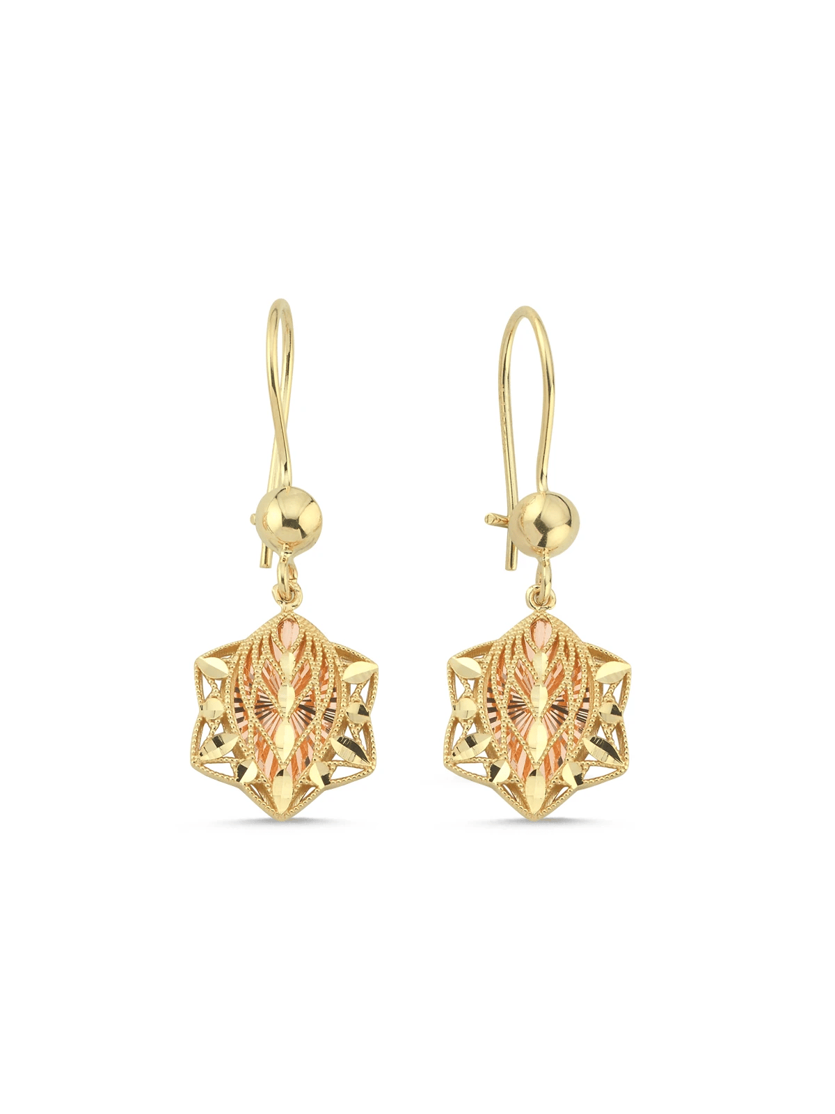 Yıldız Motif Sallantılı Altın Küpe