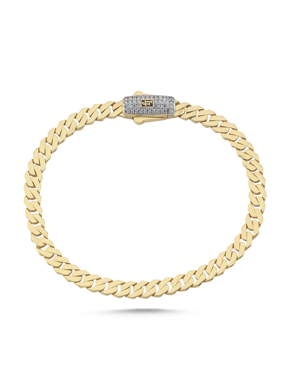 Parlak Doku Altın Taşlı Gurmet Bileklik 5mm