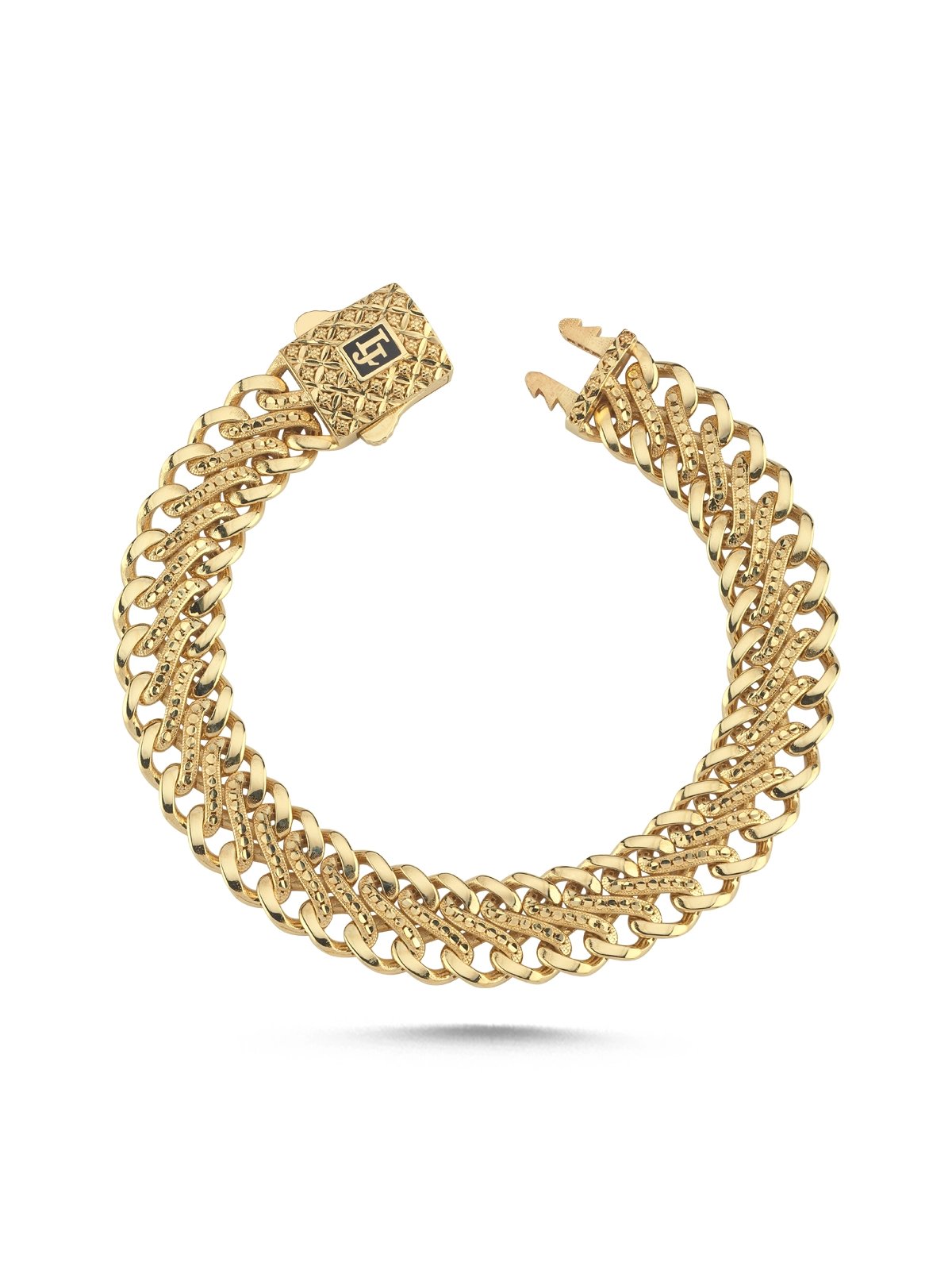 Çift Doku Gurmet Altın Bileklik