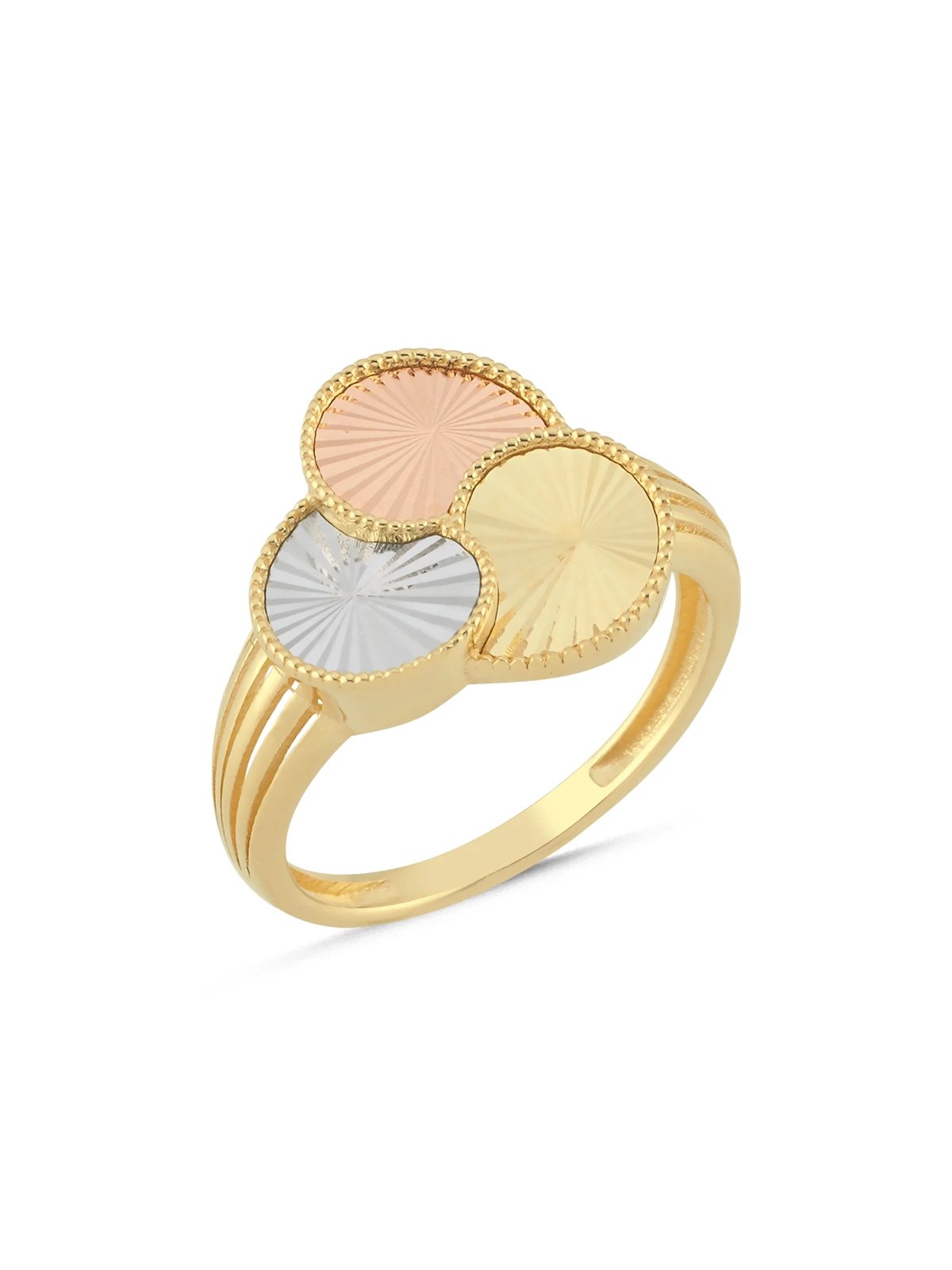 Üç Renk Pervane Altın Yüzük