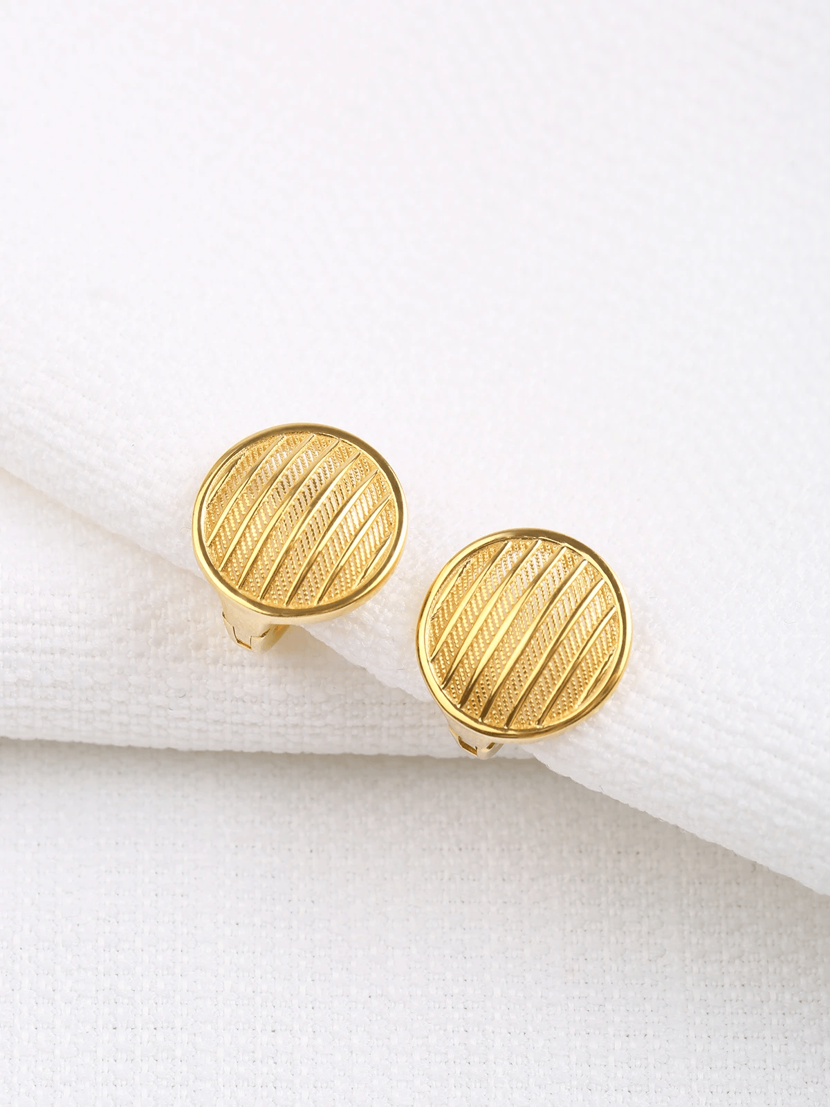 Hasır Desen Altın Küpe