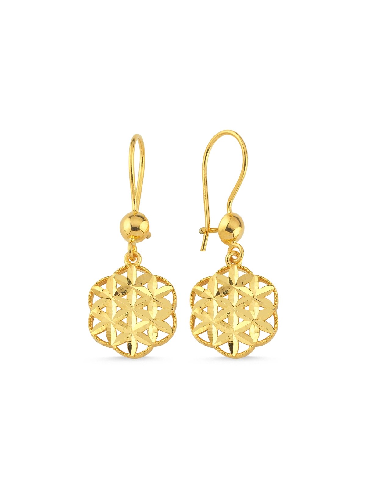 Işık Örgüsü Sallantılı Altın Küpe