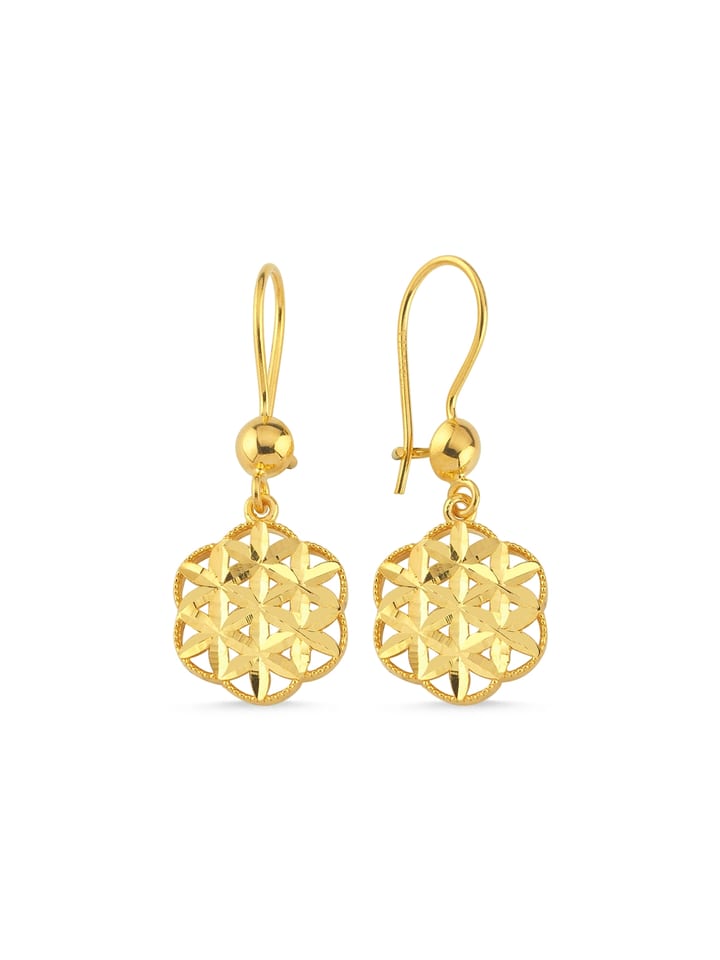 Işık Örgüsü Sallantılı Altın Küpe