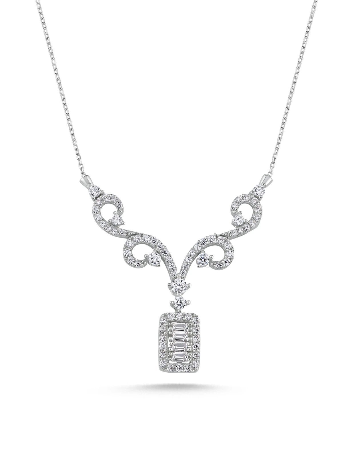 Sarmaşık Baget Beyaz Altın Kolye