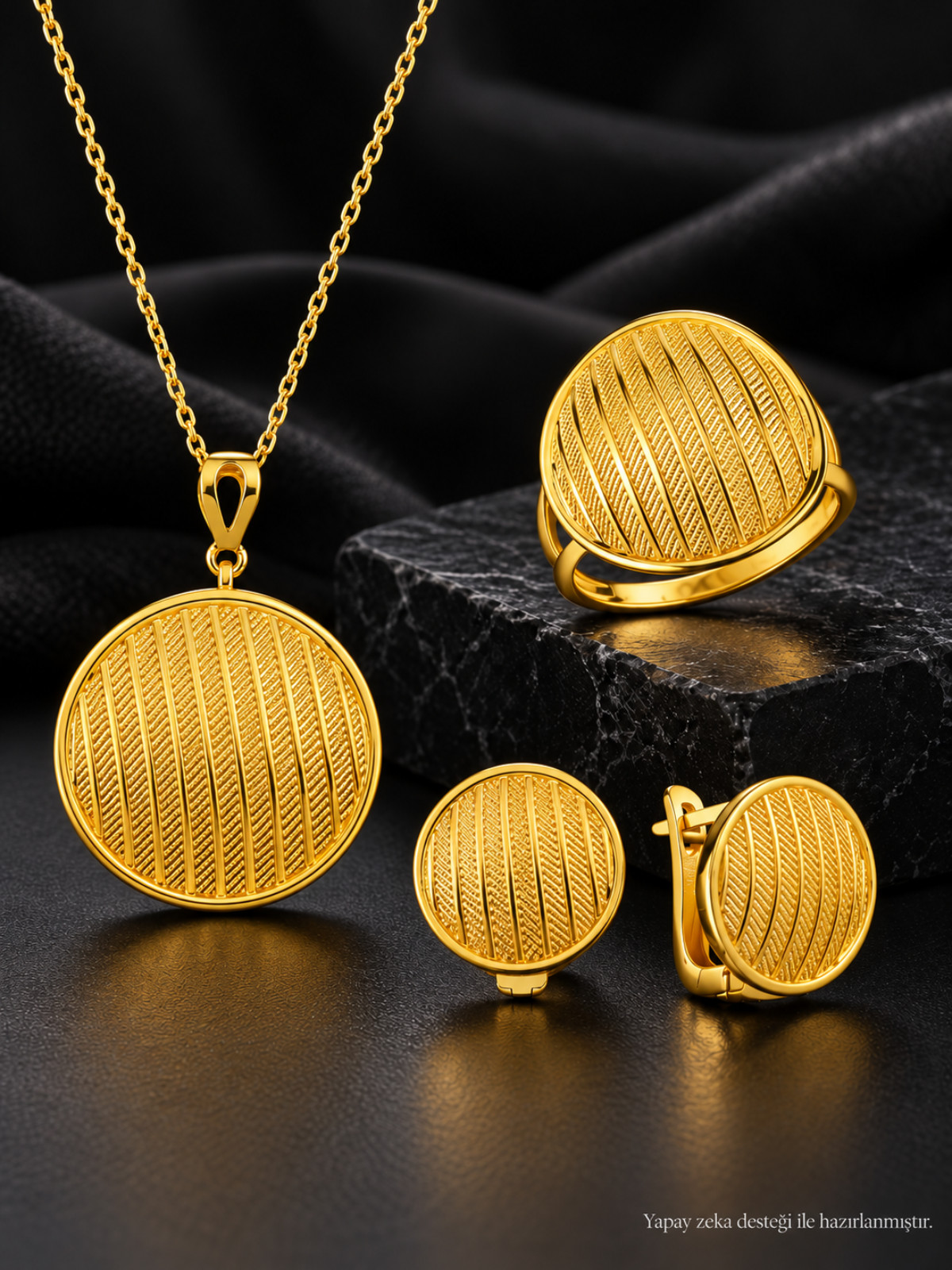 Hasır Desen Altın Mini Set