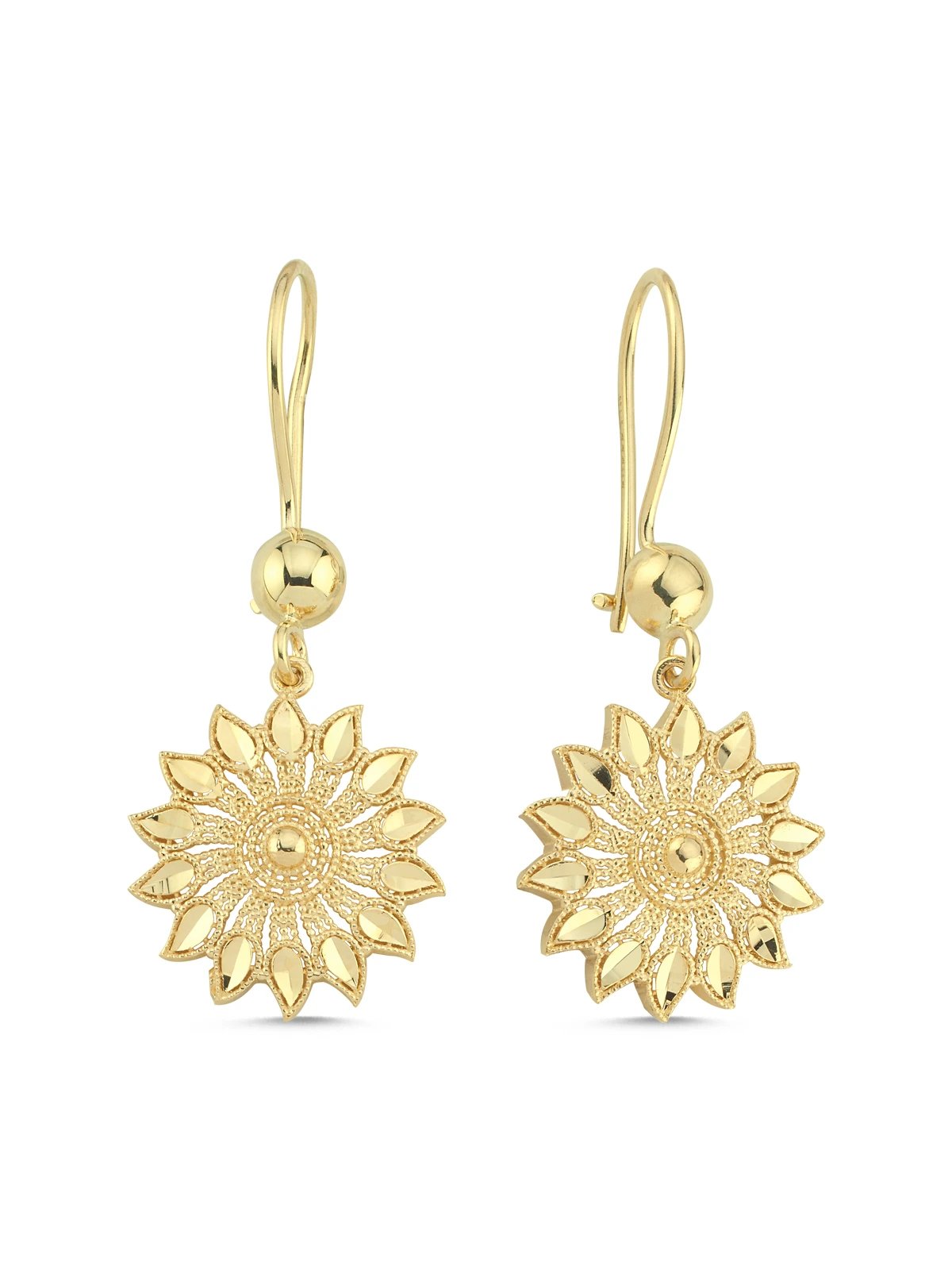 Güneş Sallantılı Altın Küpe