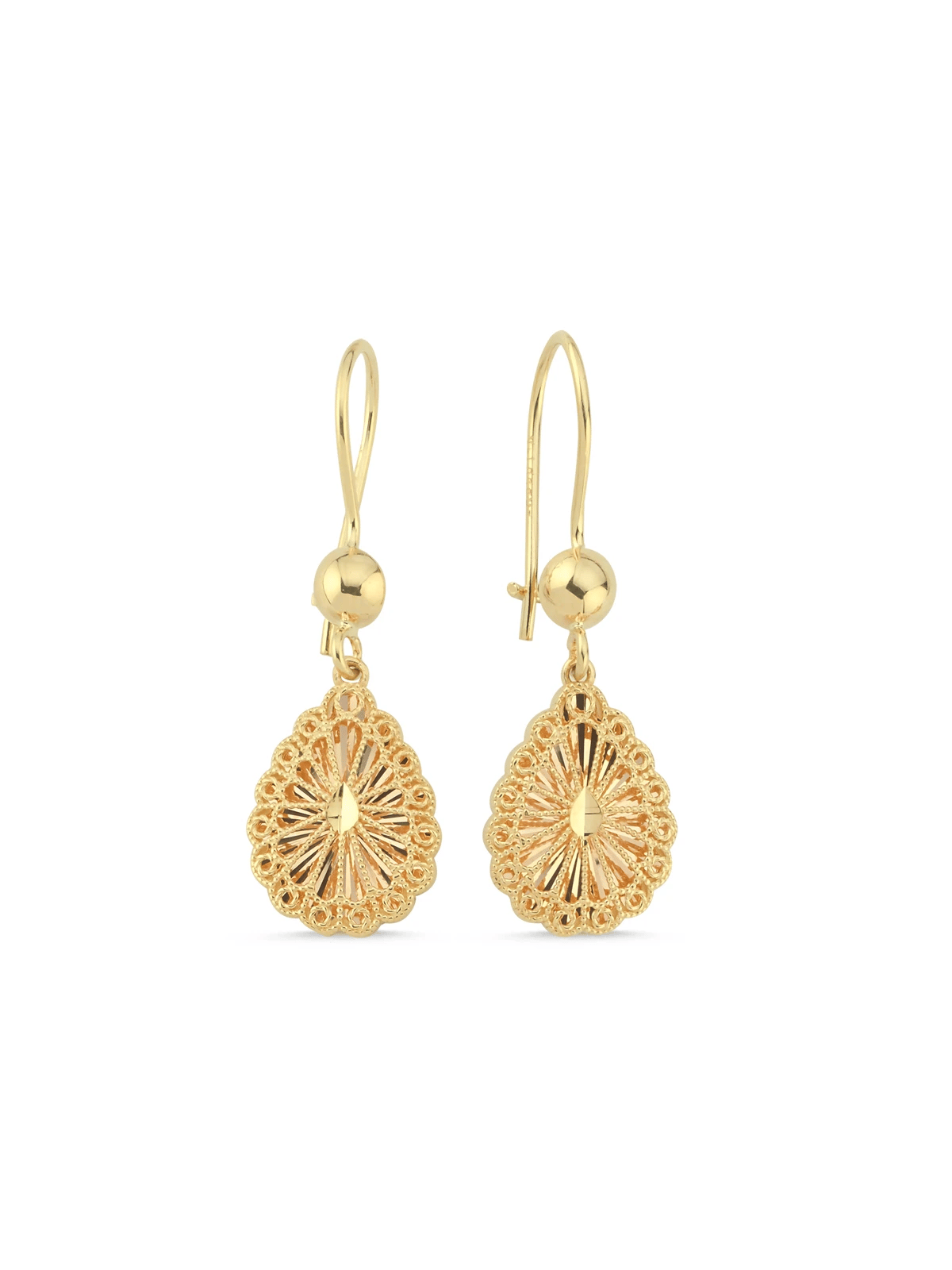 Dantel Sallantılı Altın Küpe