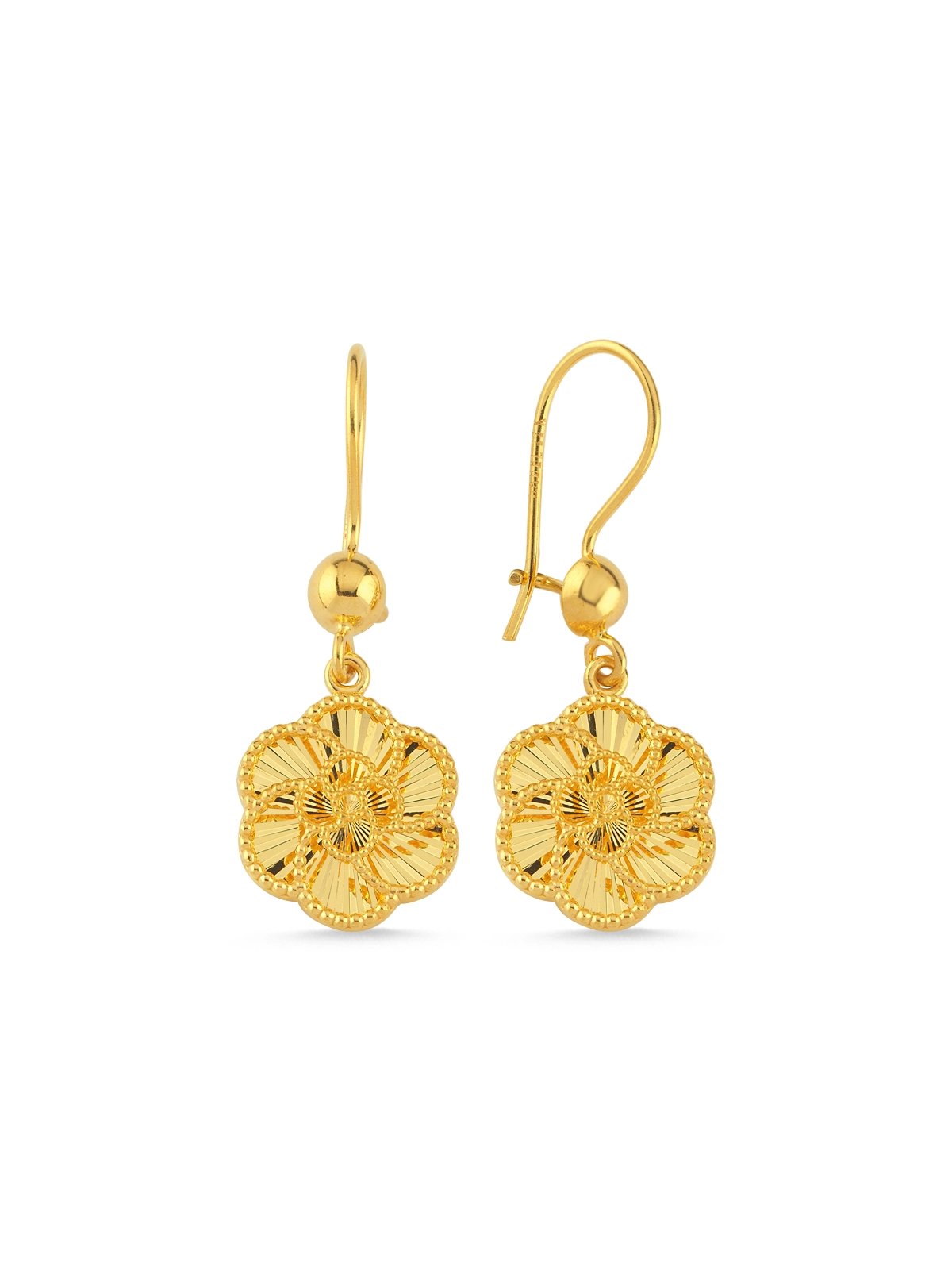 Çiçek Işıltısı Altın Küpe