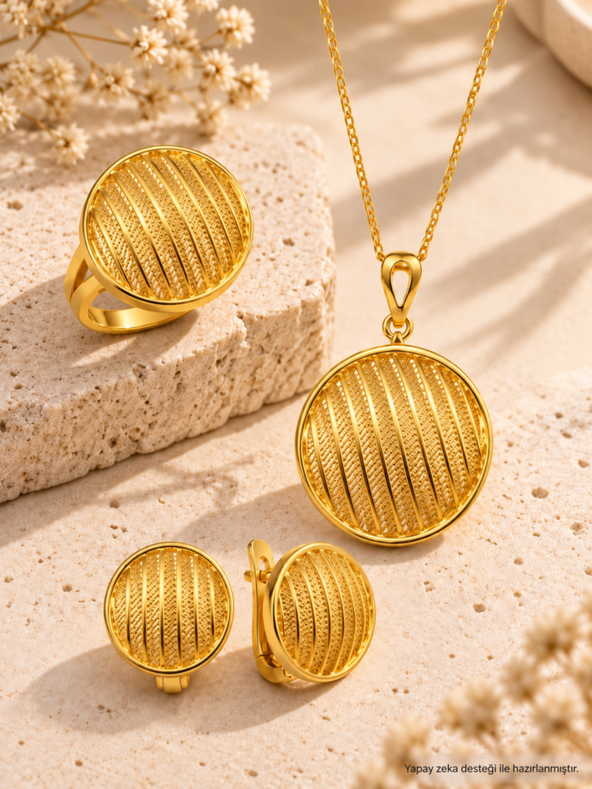 Hasır Desen Altın Mini Set