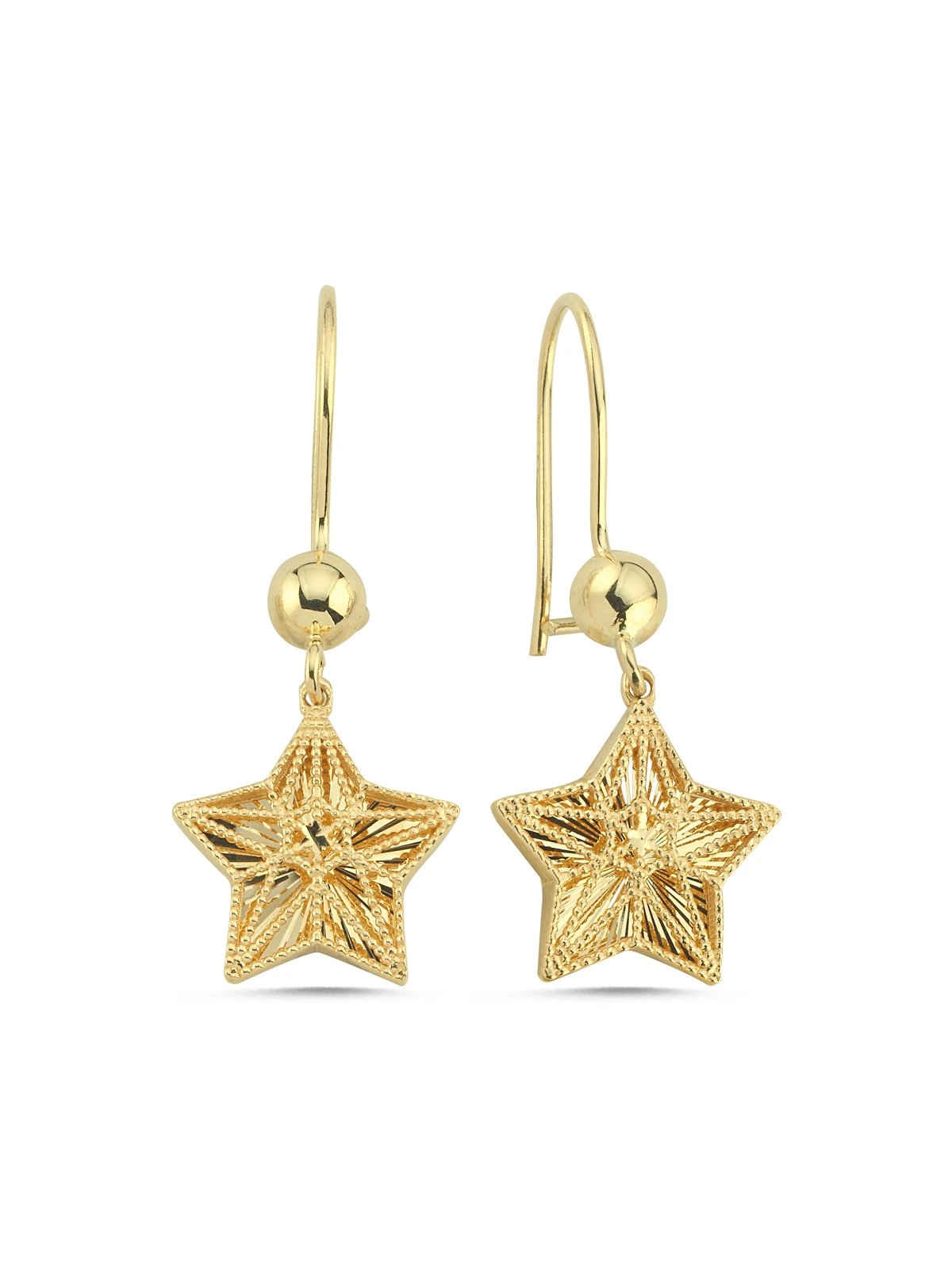 Yıldız Sallantılı Altın Küpe