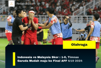 Indonesia vs Malaysia Skor : 1-0, Timnas Garuda Mudah maju ke Final AFF U19 2024