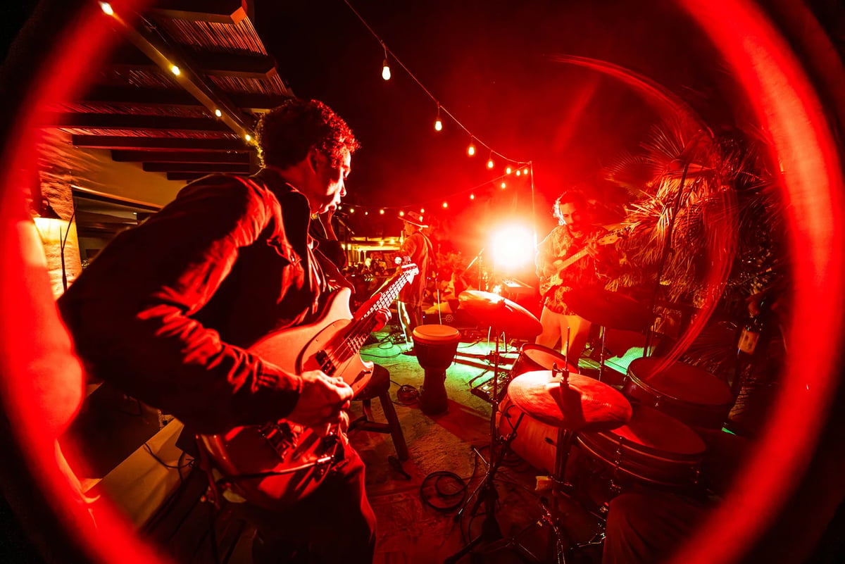 Live band in red light