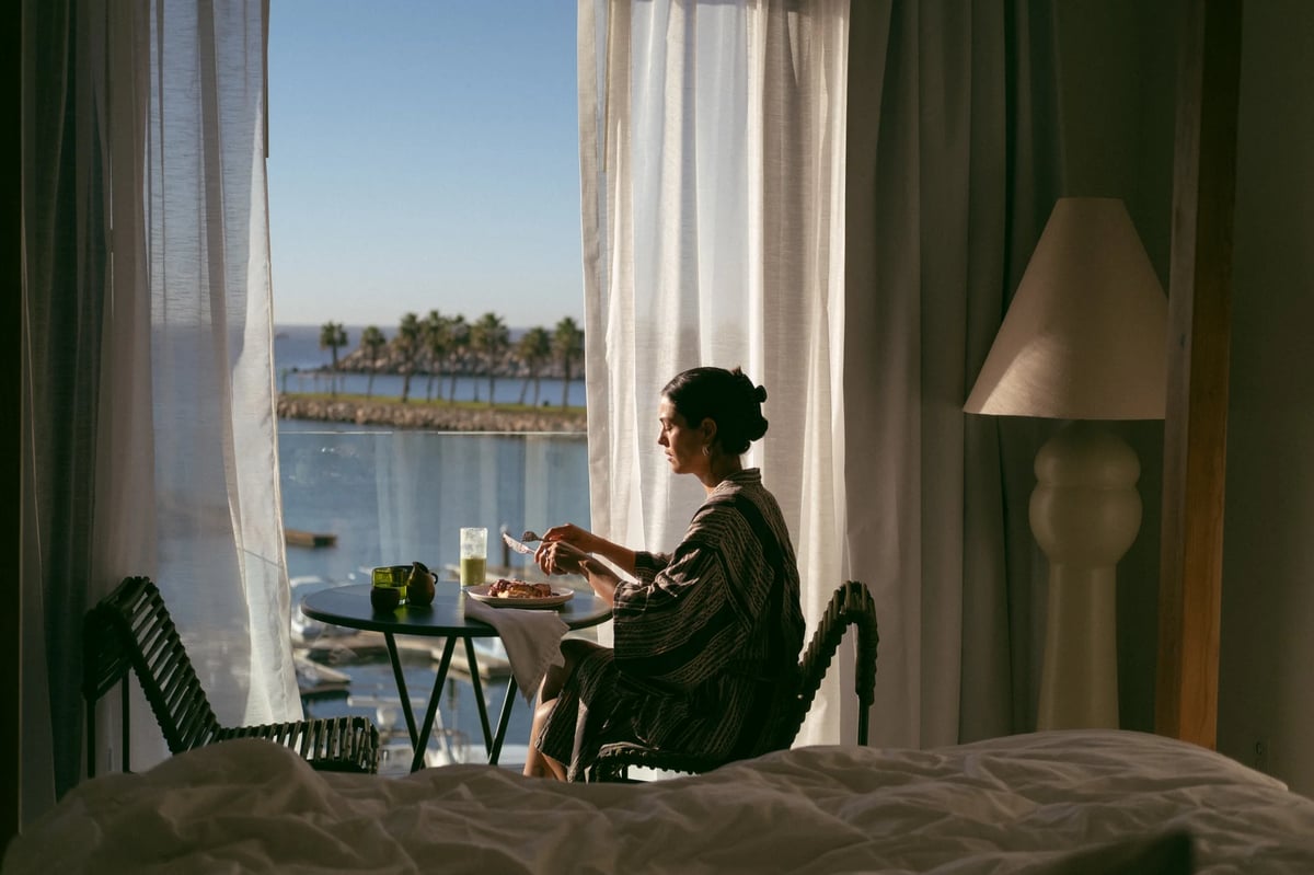 Breakfast by the window in a room at Hotel El Ganzo