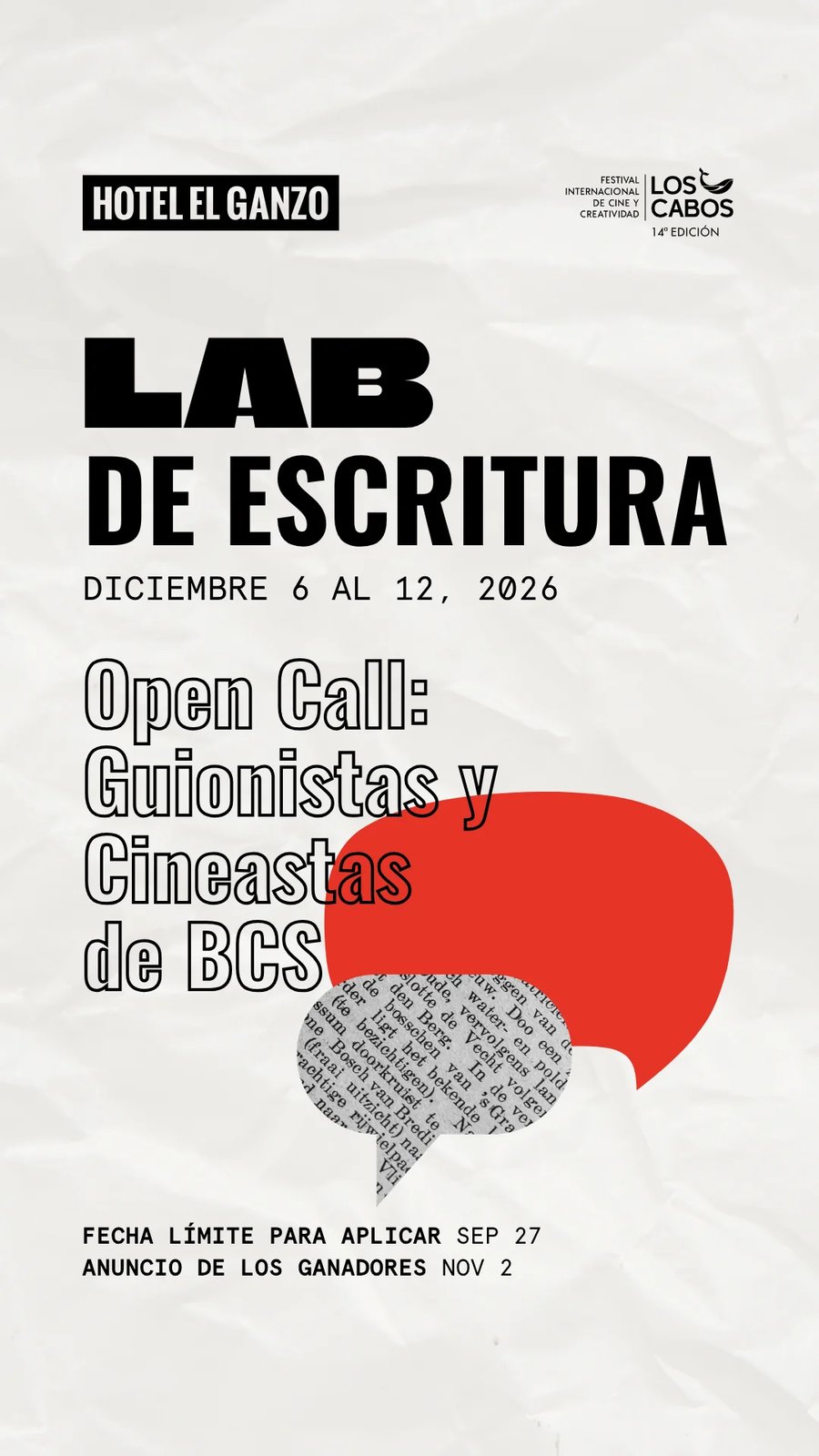 WRITING LAB 2026 Upcoming Resiency 2 - Hotel El Ganzo