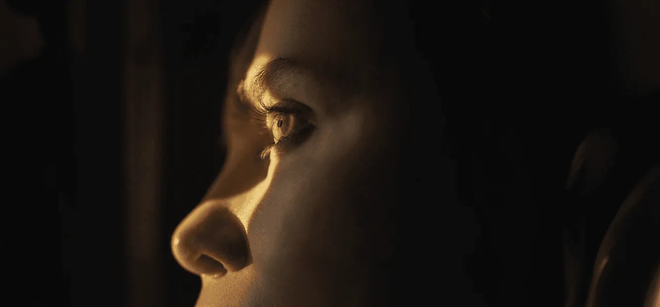 Close-up portrait in warm light
