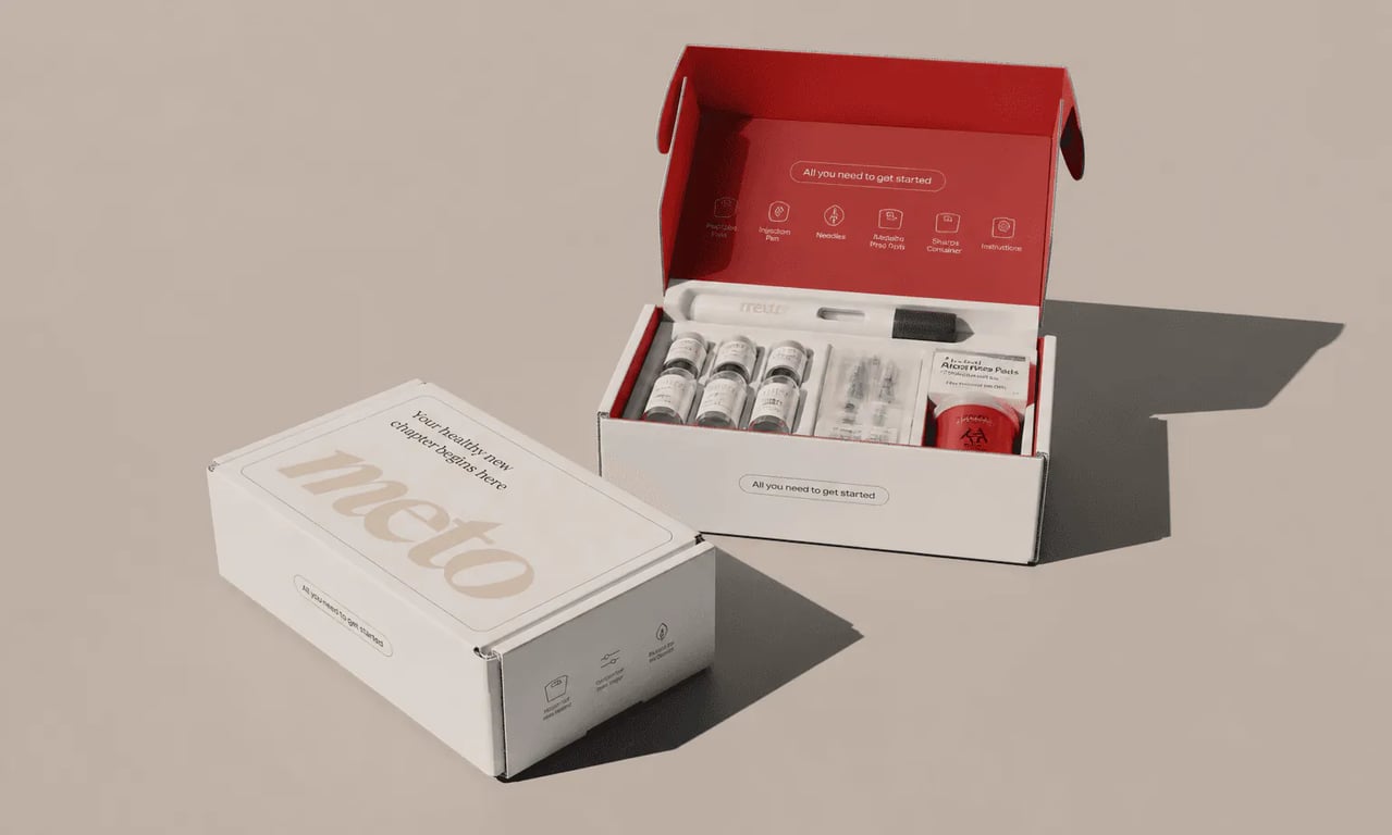 Meto monthly kit box with vials and syringes