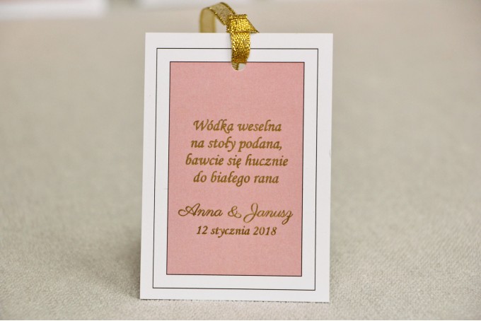 Ślubne Zawieszki na butelki weselne z kolekcji Sonata