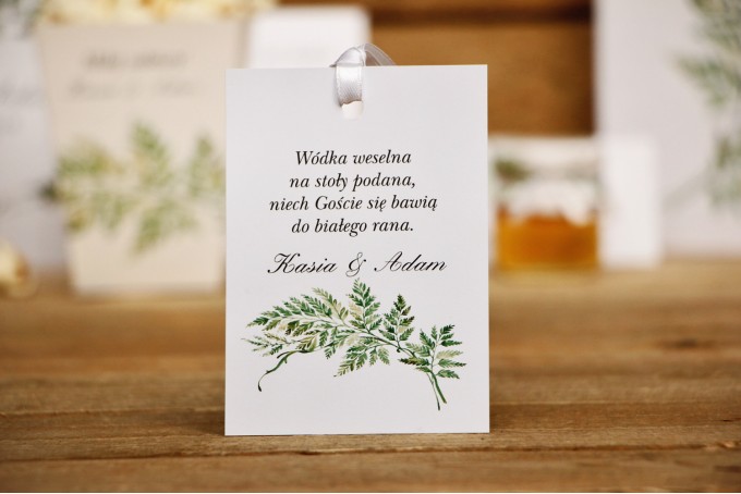 Ślubne Zawieszki na butelki weselne z kolekcji Kalia