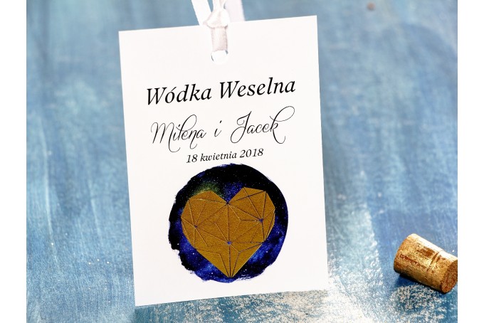 Zawieszki na butelki weselne ze złoceniem [Księżycowa Noc]