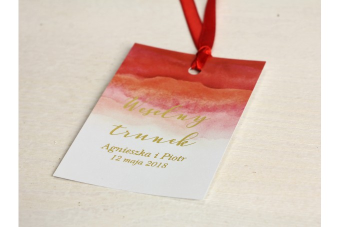 Ślubne zawieszki ze złoceniem na butelki weselne - Delfina