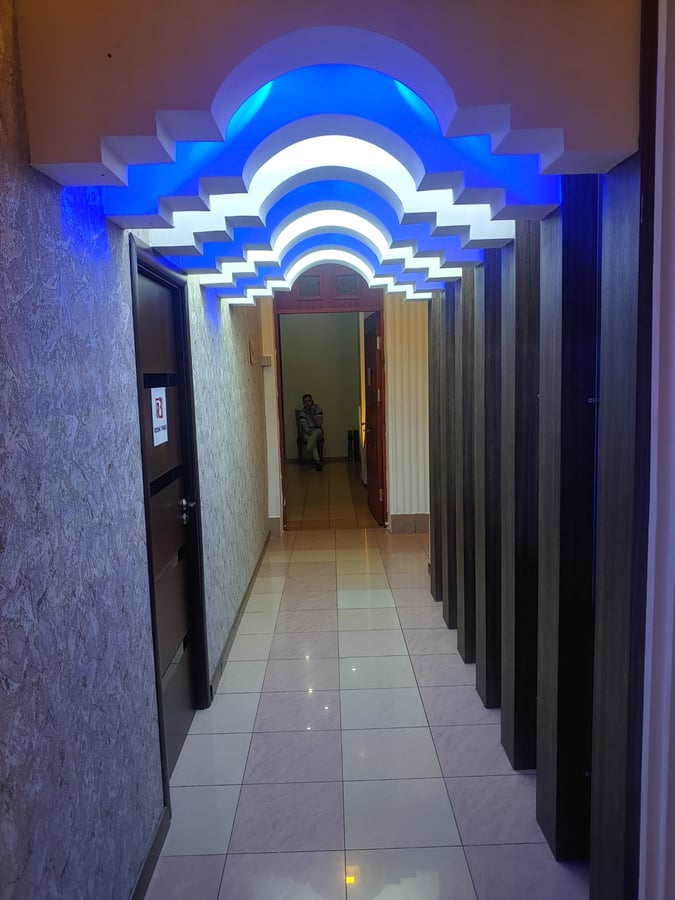 RICEHOUSE corridor leading to the dining rooms
