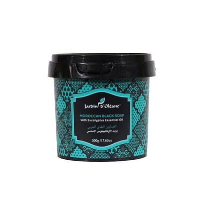 جاردن اوليان الصابون البلدي المغربي بزيت الأوكاليبتوس الأساسي Jardin Oleane Moroccan Black Soap With Eucalyptus Essential Oil