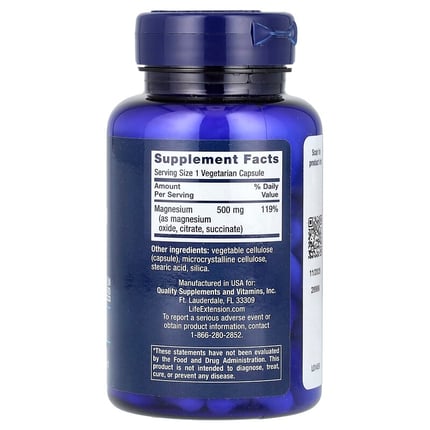 لايف إكستانشن‏ كبسولات مغنيسيوم 500 ملجم 100 كبسولة نباتية Life Extension Magnesium Caps
