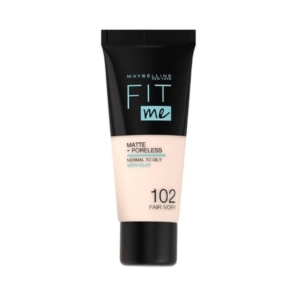 ميبلين فيت مي كريم اساس 102 مات اند بورليس 30مل Maybelline Fit Me Matte And Poreless Foundation