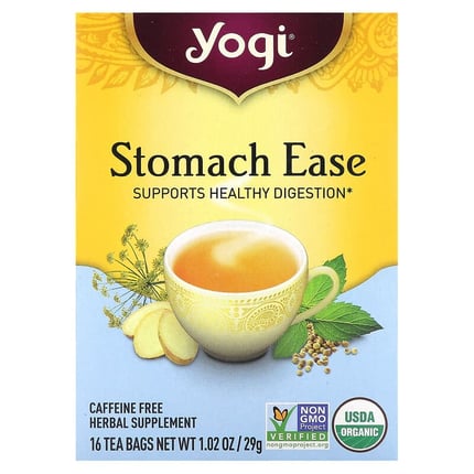 يوجي شاي مسكّن للمعدة خالي من الكافيين 16 كيس Yogi Tea Stomach Ease Caffeine Free