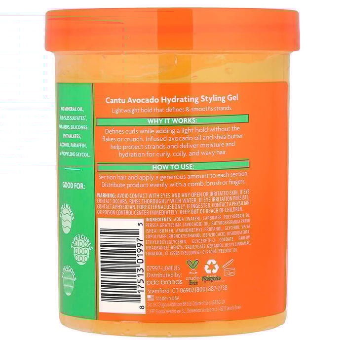 كانتو جل الافوكادو المرطب لتصفيف الشعر 524جم Cantu Avocado Hydrating Styling Gel