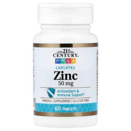 21 سينتري‏ زنك مستخلب 50 ملجم 60 قرص 21st Century Chelated Zinc