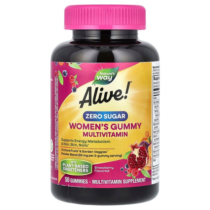 ناتشرز واي‏ علكة فيتامينات متعددة للنساء خالي من السكر بالفراولة 50 علكة Nature's Way Alive Women's Gummy Multivitamin Zero Sugar Strawberry