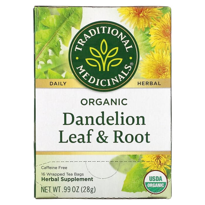 تراديشيونال ميديسينالز شاي اوراق وجذور الهندباء 16 كيس Traditional Medicinals Herbal Teas Organic Dandelion Leaf & Root