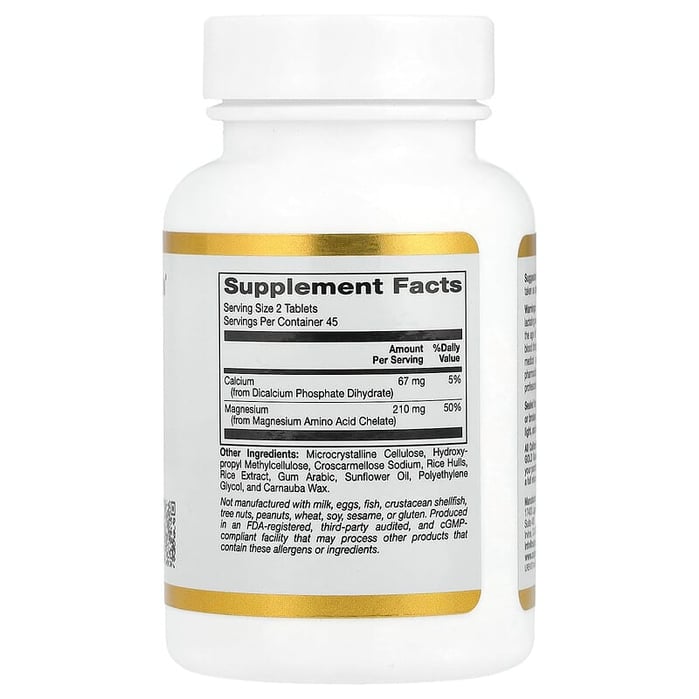 كاليفورنيا غولد نيوتريشن‏ خلابة المغنيسيوم المعززة بالكالسيوم 90 قرص California Gold Nutrition Magnesium Chelate