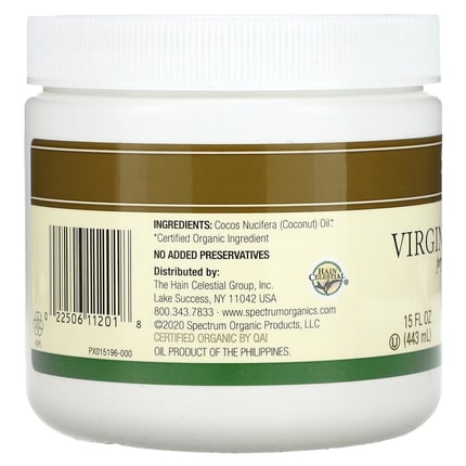 سبيكتروم إسانشلز‏ زيت جوز الهند العضوي غير المكرر 443مل Spectrum Essentials Organic Unrefined Virgin Coconut Oil