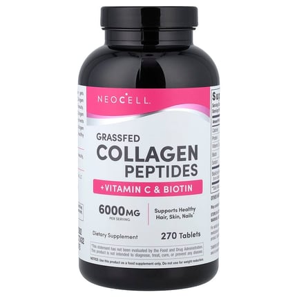 نيوسيل‏ بيبتيدات الكولاجين + فيتامين سي وبيوتين 270 قرص NeoCell Grassfed Collagen Peptides + Vitamin C & Biotin
