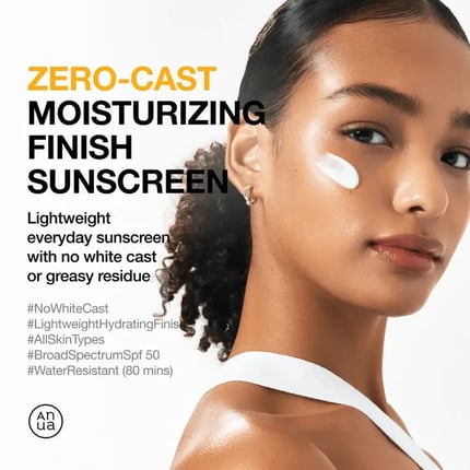 انوا واقي شمس زيرو كاست SPF 50 بلمسة نهائية مرطبة 50مل Anua Zero Cast Moisturizing Finish Sunscreen