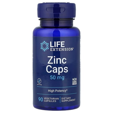 لايف إكستانشن‏ كبسولات الزنك عالية الفعالية 50 ملجم 90 كبسولة نباتية Life Extension Zinc Caps
