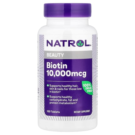 ناترول للشعر والأظافر بيوتين 10000 مكجم 100 قرص Natrol Biotin