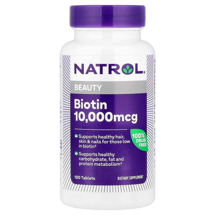 ناترول للشعر والأظافر بيوتين 10000 مكجم 100 قرص Natrol Biotin