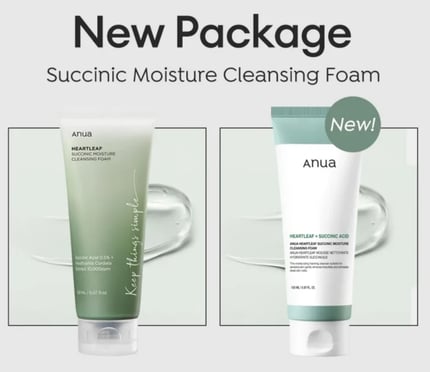 غسول رغوي انوا هارت ليف + حمض السكسينيك 150مل Anua Heartleaf Succinic Moisture Cleansing Foam