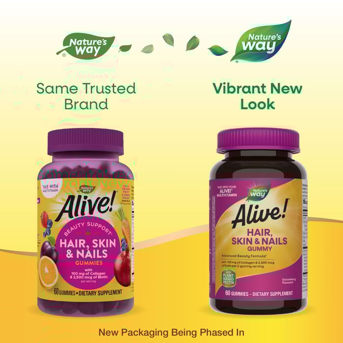 ناتشرز واي جاميز للشعر والاظافر Nature's Way, Alive! Hair, Skin & Nails Gummies