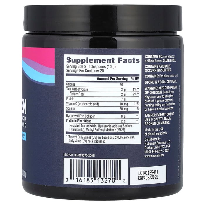 نيوسيل‏ مسحوق الكولاجين البحري مع حمض الهيالورونيك NeoCell, Marine Collagen Powder With Hyaluronic Acid