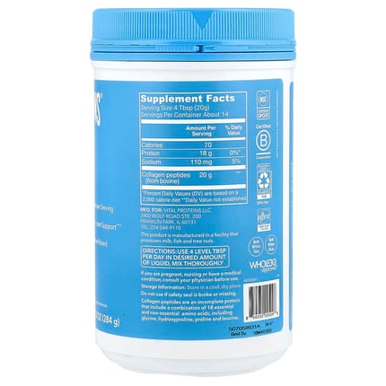 فيتال بروتينز كولاجين بيبتيد خالي من النكهات 284جم Vital Proteins Collagen Peptides