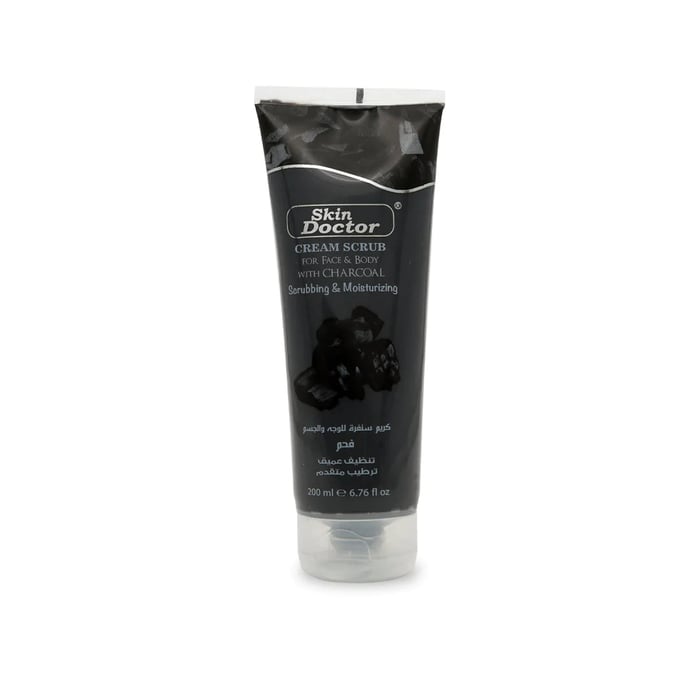 سكين دكتور كريم سنفرة للوجه والجسم فحم 200مل Skin Doctor Cream Scrub For Face & Body With Charcoal