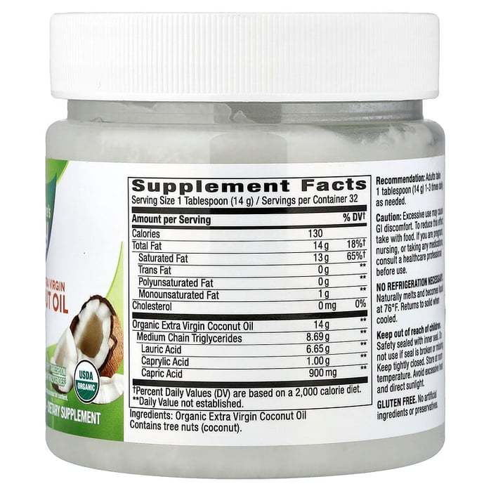ناتشرز واي‏ زيت جوز الهند البكر الممتاز العضوي 453جم Nature's Way, Organic Extra Virgin Coconut Oil