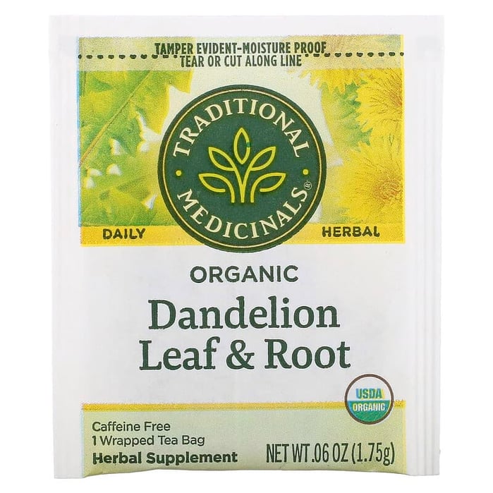 تراديشيونال ميديسينالز شاي اوراق وجذور الهندباء 16 كيس Traditional Medicinals Herbal Teas Organic Dandelion Leaf & Root