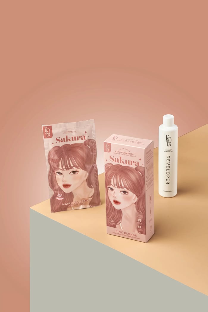 صبغة شعر اشقر وردي 100مل Kota Cosmetics Sakura Pink Blonde
